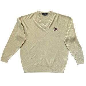 Vintage Polo Cashmere V-neck Sweater Golf Light Beige Men’s Size XL